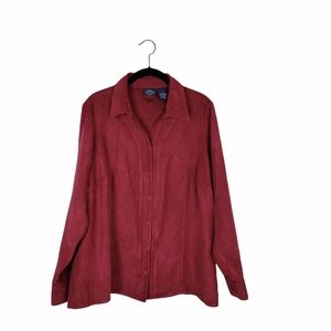 SONOMA Genuine Jean Company Red Button down Collared Shirt Womens Plus 1X Suede